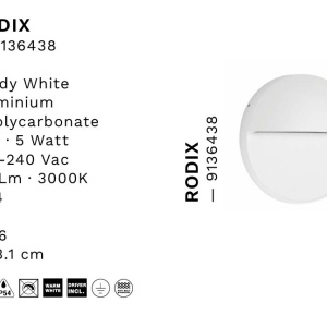Spot LED aplicat iluminat scari exterior RODIX alb IP54 559519 universul-luminii.ro