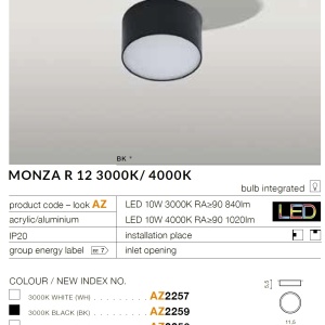 Spot LED aplicat MONZA R 12 4000K alb - Img 3