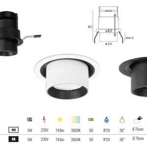 Spot LED incastrabil directionabil Halo F negru 242269 universul-luminii.ro