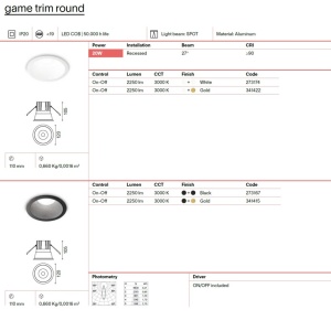 Spot LED incastrabil Game round alb 20w 3000k - Img 8