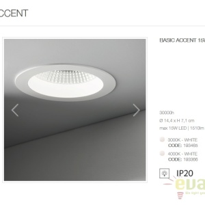 Spot LED incastrabil IP44 BASIC ACCENT 15W 3000K 48669 universul-luminii.ro