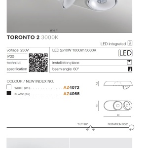 Spot LED modern directionabil aplicat tavan/plafon TORONTO 2 alb - Img 3