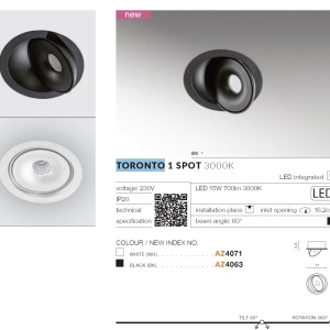 Spot LED modern directionabil incastrat tavan/plafon TORONTO 1 negru 97659 universul-luminii.ro