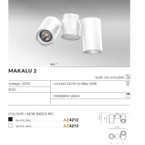 Spot modern directionabil aplicat tavan/plafon MAKALU 2 GU10 negru 199269 universul-luminii.ro