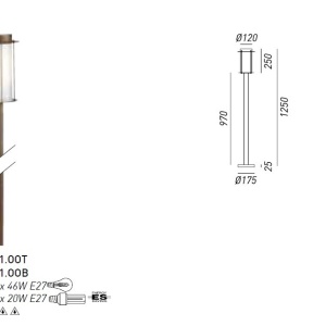 Stalp de exterior, inaltime 125cm cu protectie IP44, Loggia 264.11.OO 47479 universul-luminii.ro