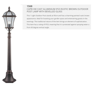 Stalp de iluminat exterior stil traditional Capri 1568 SRT 75619 universul-luminii.ro