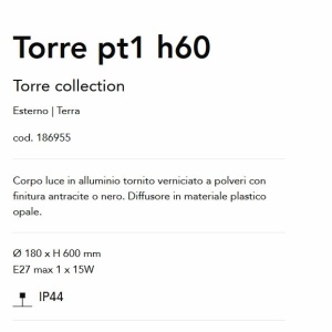 Stalp exterior design modern TORRE pt1 h60 negru 56389 universul-luminii.ro