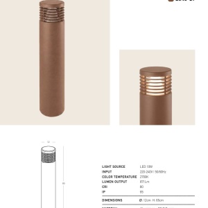 Stalp exterior din aluminiu LED IP65 LOOP H-50cm - Img 5