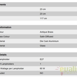 Stalp exterior stil clasic IP23 H115cm Aiko AL 11-1140/1 Patina OR 62309 universul-luminii.ro