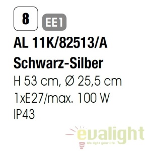 Stalp iluminat exterior stil clasic IP43 H52 Hermine AL 11K/82513/A schwarz-silber OR 67869 universul-luminii.ro