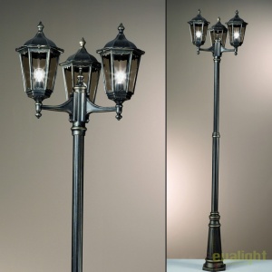 Stalp iluminat exterior stil clasic IP43 HP255 Puchberg AL 11K/82579 schwarz-gold/rauch OR 46859 universul-luminii.ro