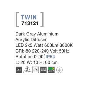 Stalp LED iluminat ambiental de exterior directionabil IP54 TWIN NVL-713121 79099 universul-luminii.ro