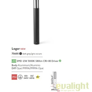 Stalp LED iluminat exterior design modern LOGAR-1 H65cm 75605 56149 universul-luminii.ro
