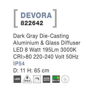 Stalp LED iluminat exterior IP54 DEVORA H-65cm NVL-822642 79069 universul-luminii.ro