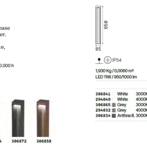 Stalp LED iluminat exterior, IP54 Kurt pt 3000k alb 44529 universul-luminii.ro