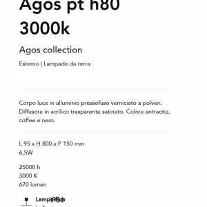 Stalp LED iluminat exterior modern Agos pt h80 3000k negru 142999 universul-luminii.ro