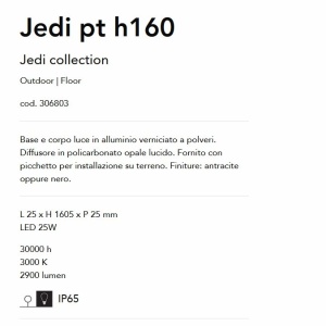 Stalp LED slim pentru iluminat exterior, IP65 Jedi pt h160 antracit 55829 universul-luminii.ro