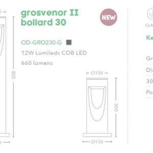 Stalp mic iluminat exterior IP54 LED Grosvenor II bollard 30 113489 universul-luminii.ro