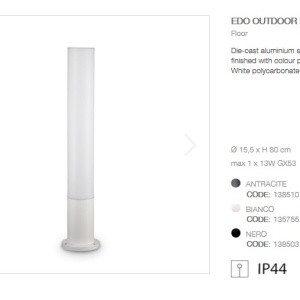 Stalp modern de exterior cu protectie IP44 EDO OUTDOOR PT1 ROUND alb 135755 51369 universul-luminii.ro