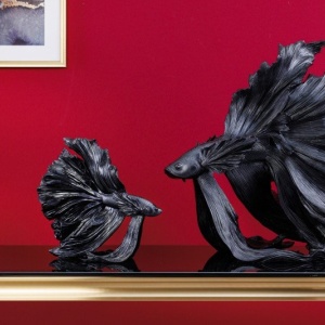 Statueta decorativa extravaganta Fisch Crowntail 35cm, negru - Img 5