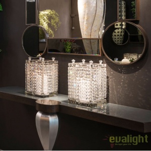 Suport pentru lumanare design LUX, realizat manual din sticla, NEFERTARI SQUARE 24x24cm - Img 3