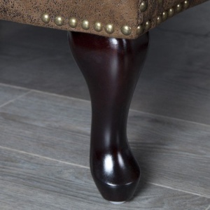 Taburete clasic stil englezesc Chesterfield maro antic - Img 7