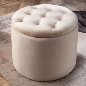 Taburete cu spatiu de depozitare Modern Barock 50cm, bej - Img 3