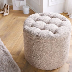 Taburete cu spatiu de depozitare Modern Barock 50cm, boucle champagne - Img 4