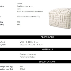 Taburete design LUX Amphion, Ivory - Img 4