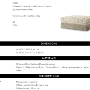 Taburete design LUX Dorantes, Boucle sonata crem - Img 2