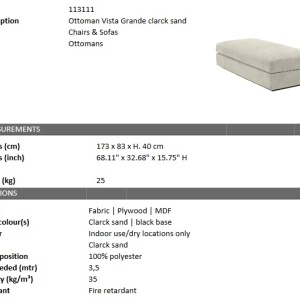 Taburete, Otoman design elegant LUX Vista Grande, clarck sand 113111 HZ - Img 4