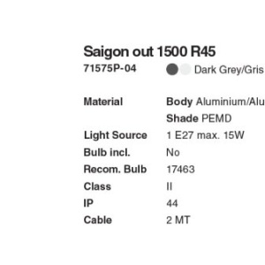 Tarus de iluminat exterior decorativ SAIGON 150/R45 gri/alb 217589 universul-luminii.ro