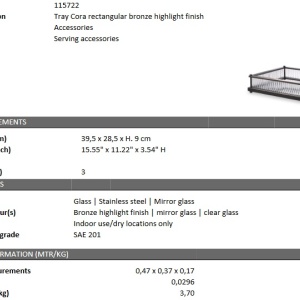Tava design LUX Cora Rectangular, bronz 115722 HZ - Img 4