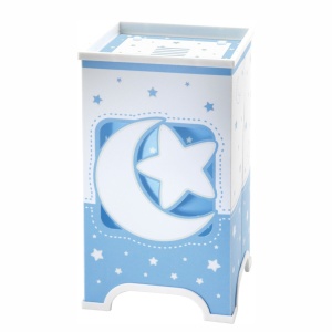 Veioza camera copii cu detalii ce stralucesc in intuneric, Moon Light albastru 63230T DB