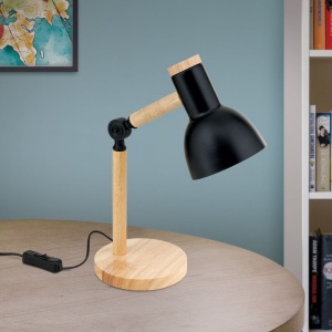 Veioza/Lampa de birou reglabila ANIKA lemn/negru 157219 universul-luminii.ro