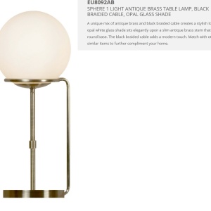 Veioza / Lampa de masa deosebita design vintage Sphere EU8092AB SRT 73609 universul-luminii.ro