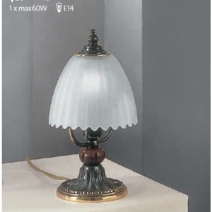 Veioza, Lampa de masa design italian din alama cu lemn 3510 106089 universul-luminii.ro