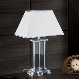 Veioza, lampa de masa design LUX VERONIQUE, crom/ abajur alb 94589 universul-luminii.ro