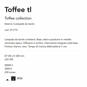 Veioza/Lampa de masa LED portabila de exterior Toffee tl alb 143619 universul-luminii.ro