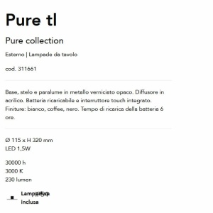 Veioza/Lampa de masa LED stil minimalist Pure tl cafeniu 57629 universul-luminii.ro