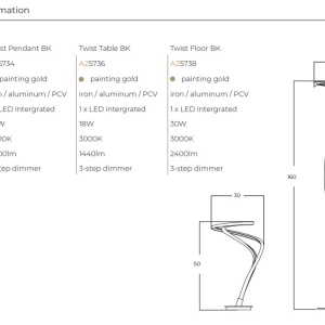 Veioza/Lampa de masa LED TWIST 3-STEP DIMM GO 143729 universul-luminii.ro