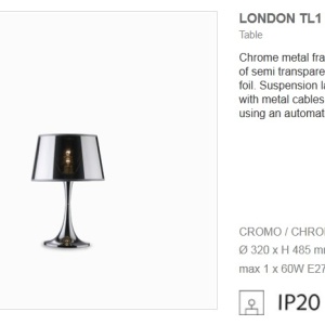 Veioza, lampa de masa LONDON CROMO TL1 BIG 032375 43439 universul-luminii.ro
