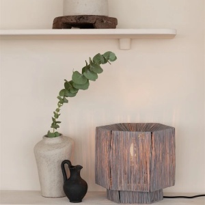 Veioza/Lampa Eco din Rafie, Panama octogon S, gri 243719 universul-luminii.ro