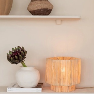 Veioza/Lampa Eco din Rafie, Panama octogon S, natur 166939 universul-luminii.ro