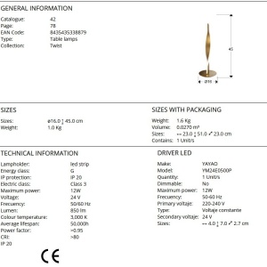 Veioza LED design modern decorativ Twist auriu 224049 universul-luminii.ro