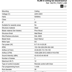 Ventilator aplicat tavan cu telecomanda KLIM S 92,5cm, negru/ nuc - Img 5