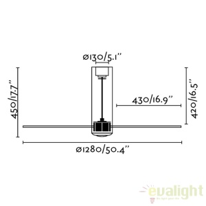 Ventilator cu telecomanda Tube negru lucios / transparent 32035 59789 universul-luminii.ro