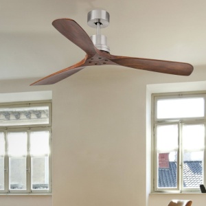 Ventilator de tavan cu telecomanda LANTAU L nickel/lemn maro 124829 universul-luminii.ro