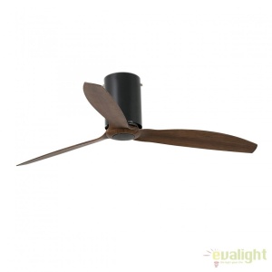 Ventilator de tavan modern cu telecomanda MINI TUBE FAN negru mat/lemn 32042