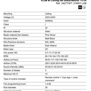 Ventilator smart sistem TUYA si telecomanda KLIM M 125cm, negru/ nuc - Img 4